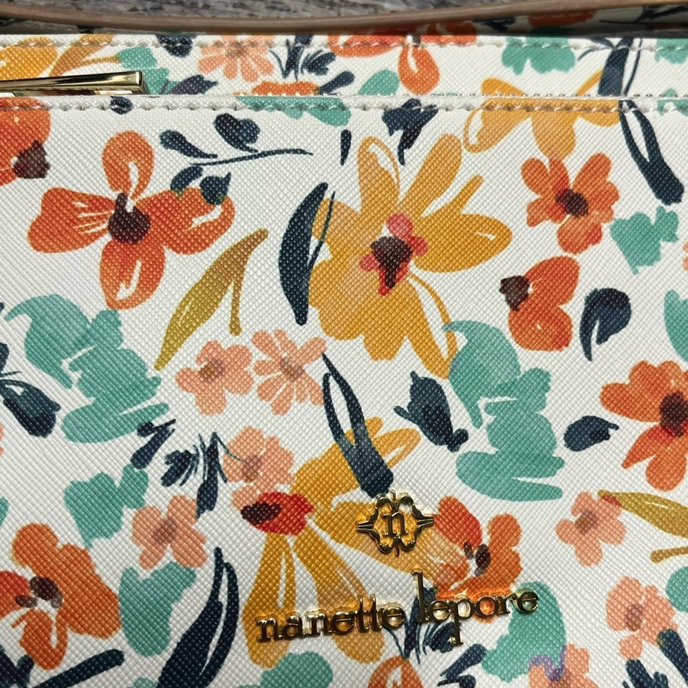 Nanette Lenore Orange and Green Crossbody Bag Vibrant Floral Design - Picture 2 of 8